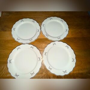 Set of 4 Coquette gold bow Salad plates viral TikTok- 8 inch